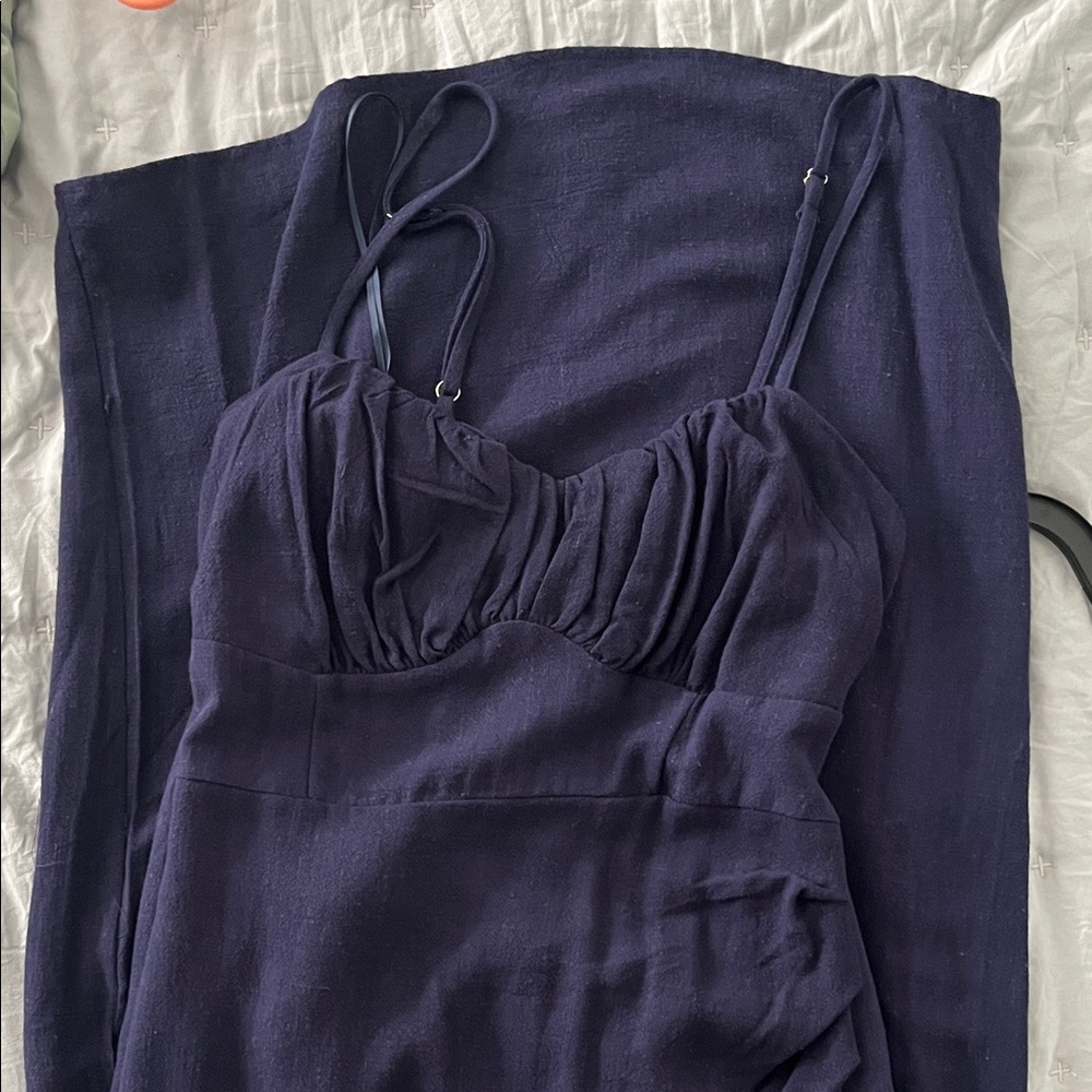 Elegant Backless Navy Dress